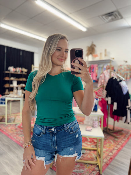 Seamless Round Neck Top - Kelly