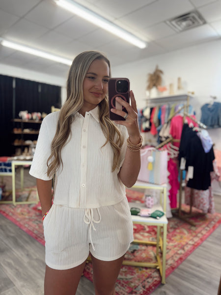 Bliss Button Up Set - White