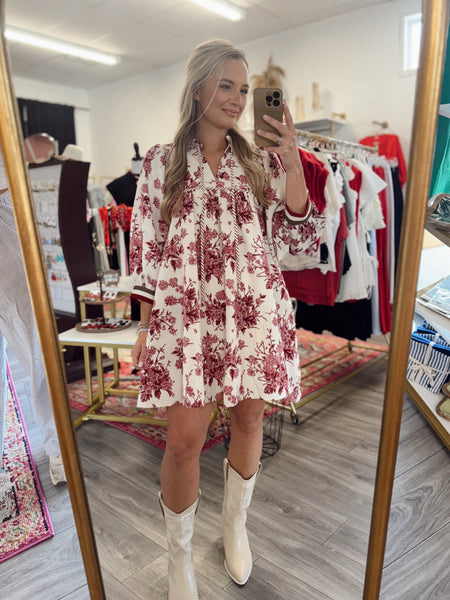 Floral Fall Dress - Rose