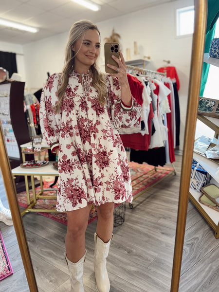 Floral Fall Dress - Rose