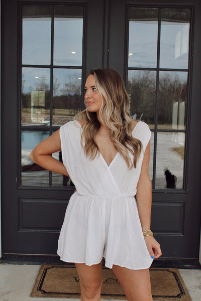 Yours Truly Romper - White