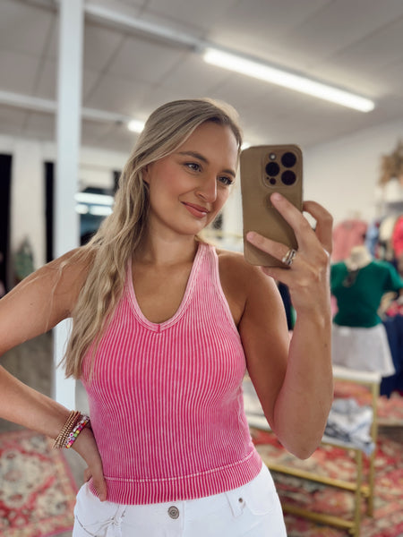 Washed Padded Cami - Pink