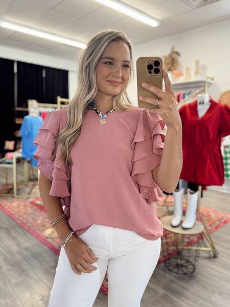 Ruffle Blouse - Rose