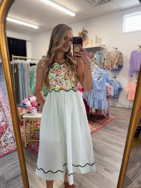 Sky Scallop Midi Dress