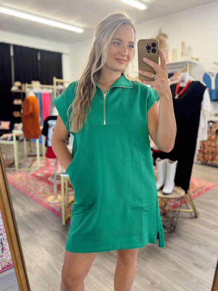 Quilted Casual Dress - Green