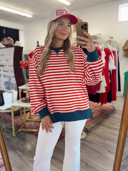 Everyday Striped Pullover - Red/Blue