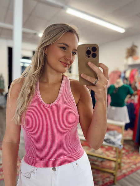 Washed Padded Cami - Pink