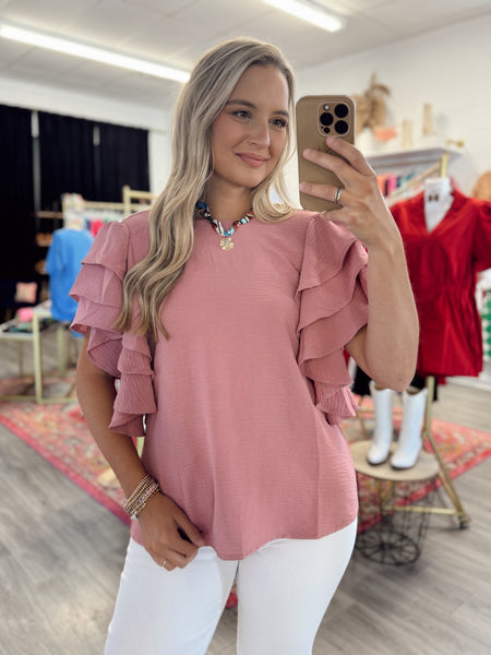 Ruffle Blouse - Rose