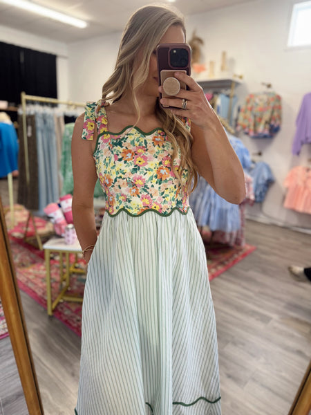 Sky Scallop Midi Dress