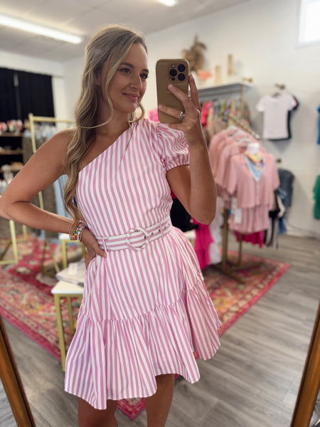Seaside Stripe Dress - Pink