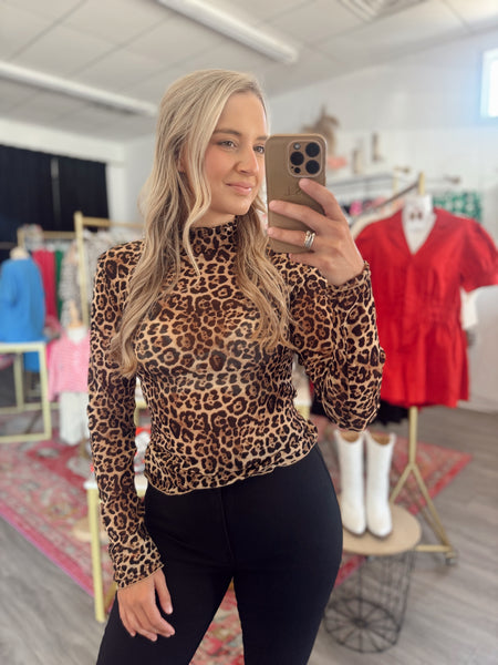 Leopard Mesh Layering Top