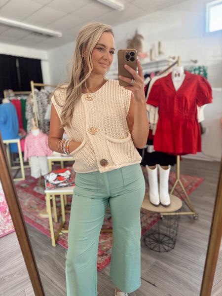 Lucy Cropped Pants - Seafoam