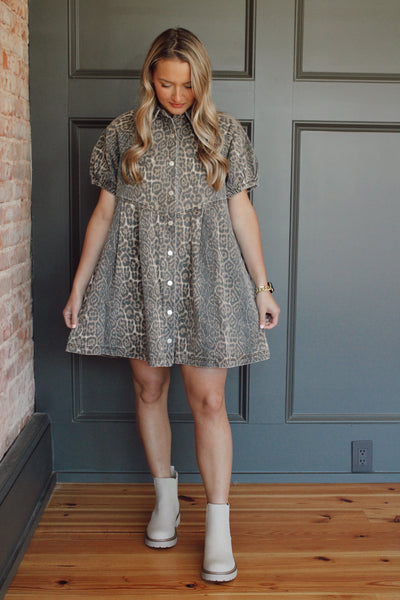 Cheetah Denim Mini Dress