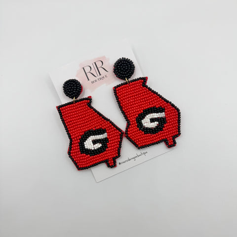 Georgia State Beaded Earrings