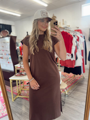 Casually Love Midi Dress - Brown