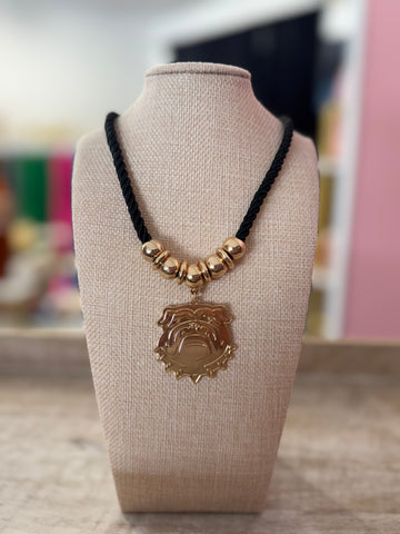 Bulldog Cord Necklace - Black