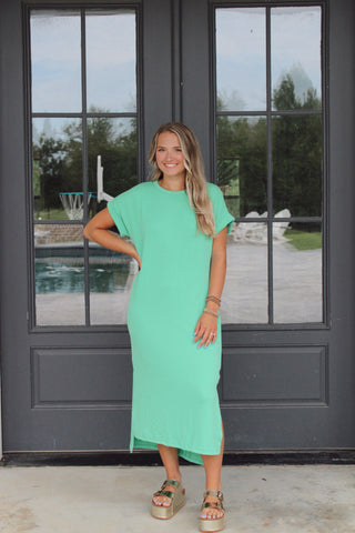 Ribbed Midi Dress - Green