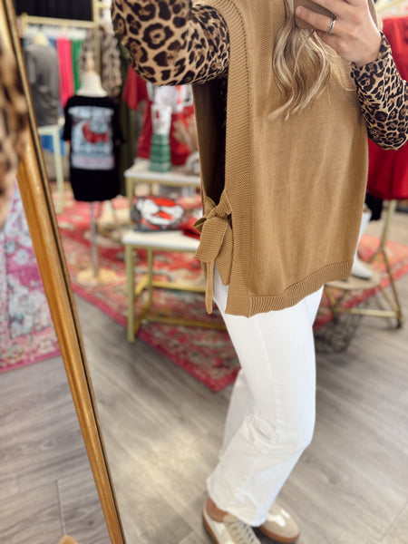 Basic Sleeveless Sweater - Camel