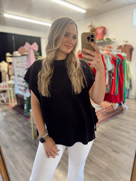 Basic Sleeveless Sweater - Black