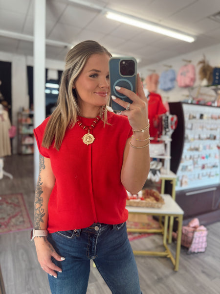 Skye Sweater Top - Red
