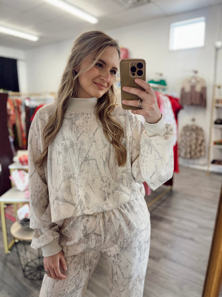 Camo Mock Neck Sweater