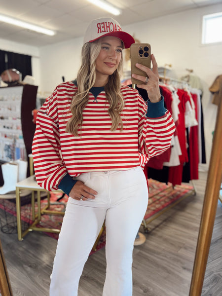 Everyday Striped Pullover - Red/Blue
