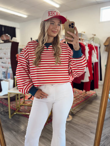 Everyday Striped Pullover - Red/Blue