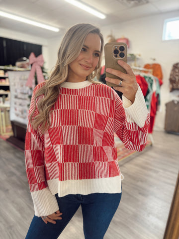 Patchwork Sweater - Red