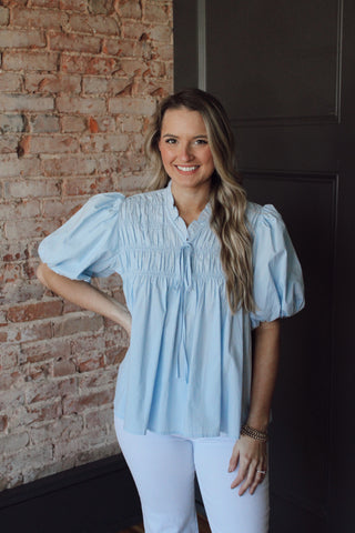 Sailing Smocked Bubble Blouse