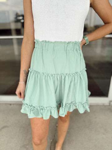 Tiered Everyday Skirt - Dusty Green