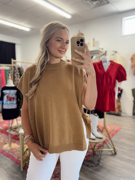 Basic Sleeveless Sweater - Camel