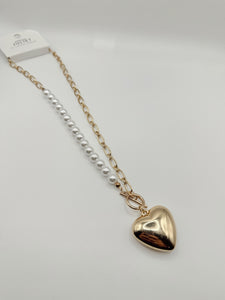 Heart Pendant with Pearls Necklace