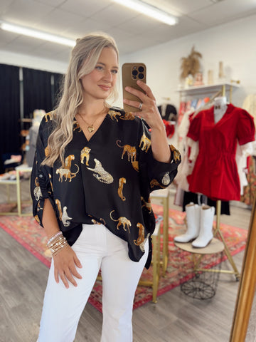 Satin Cheetah Top