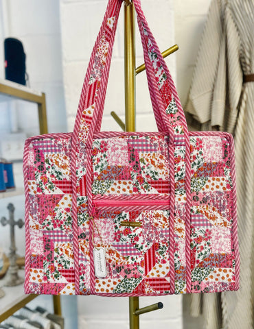 Quilted Tote Bag - Pinks