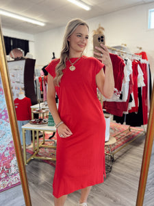 Casually Love Midi Dress - Red