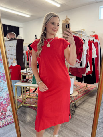 Casually Love Midi Dress - Red