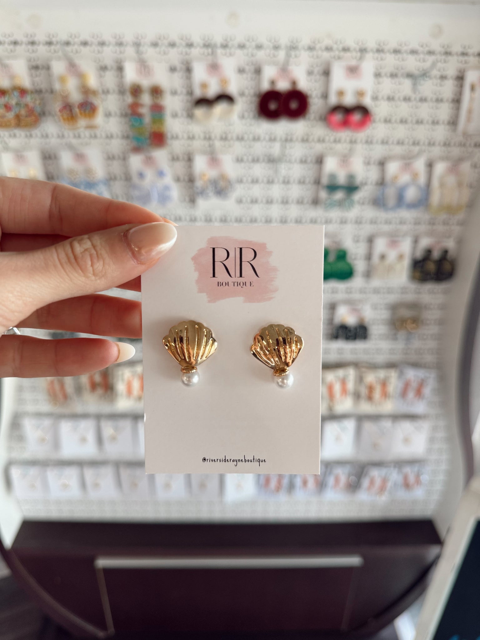 Seashell Pearl Studs