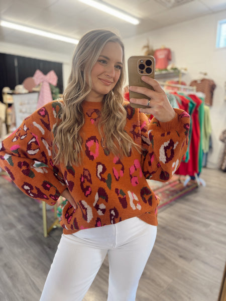 Colorful Spotted Sweater - Orange, S - 2XL