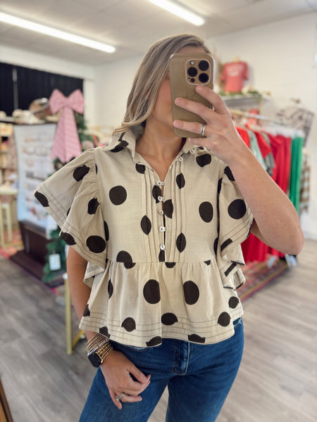 Polka Dot Ruffle Blouse