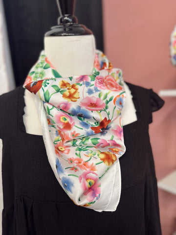 Floral Bandana Scarf - Ivory