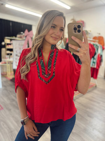 Plaid Holiday Blouse