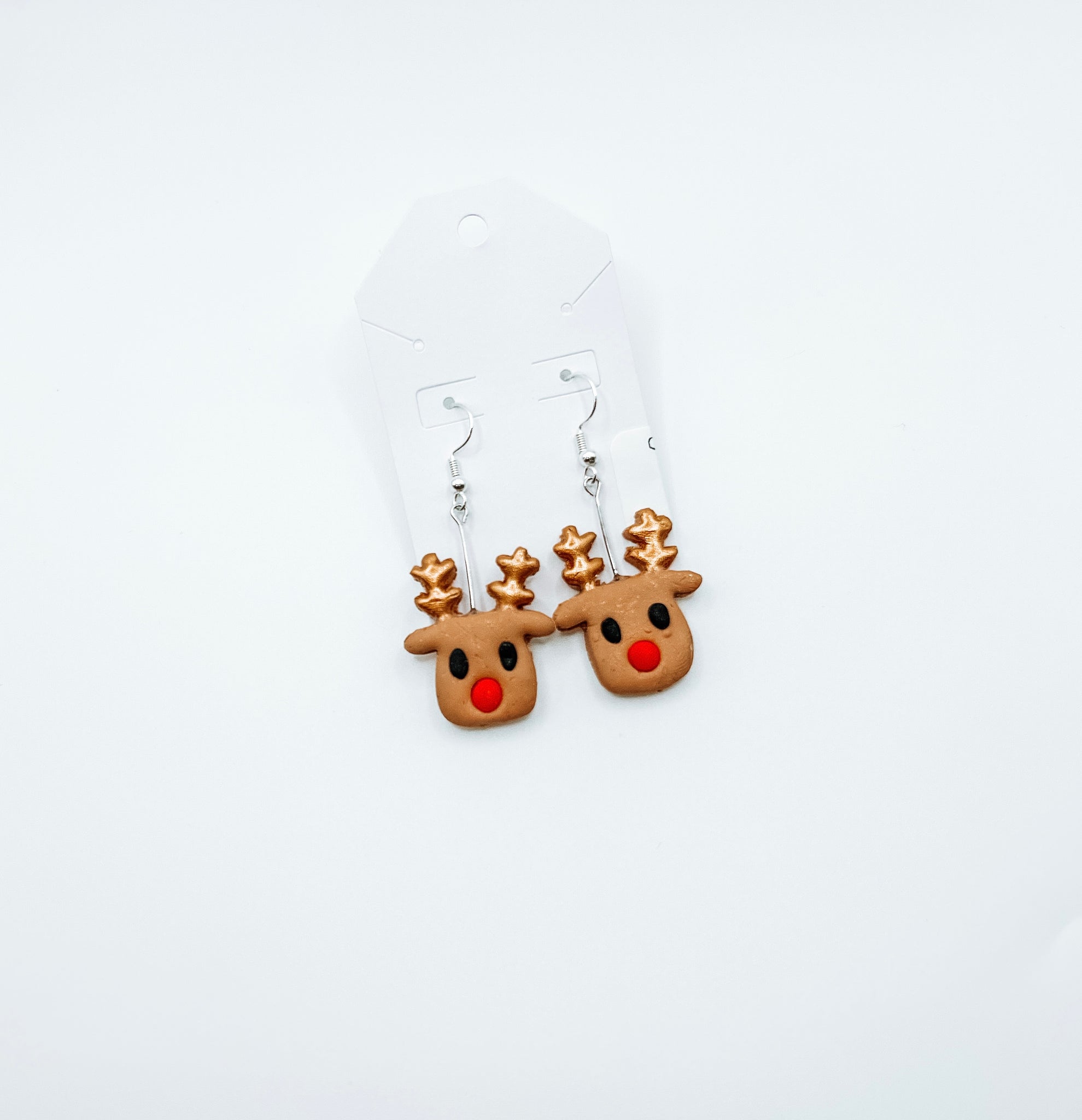 Gold Reindeer - Clay Earrings