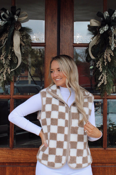 Checkered Sherpa Vest