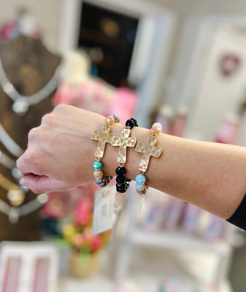 Gem Cross Plated Bracelets