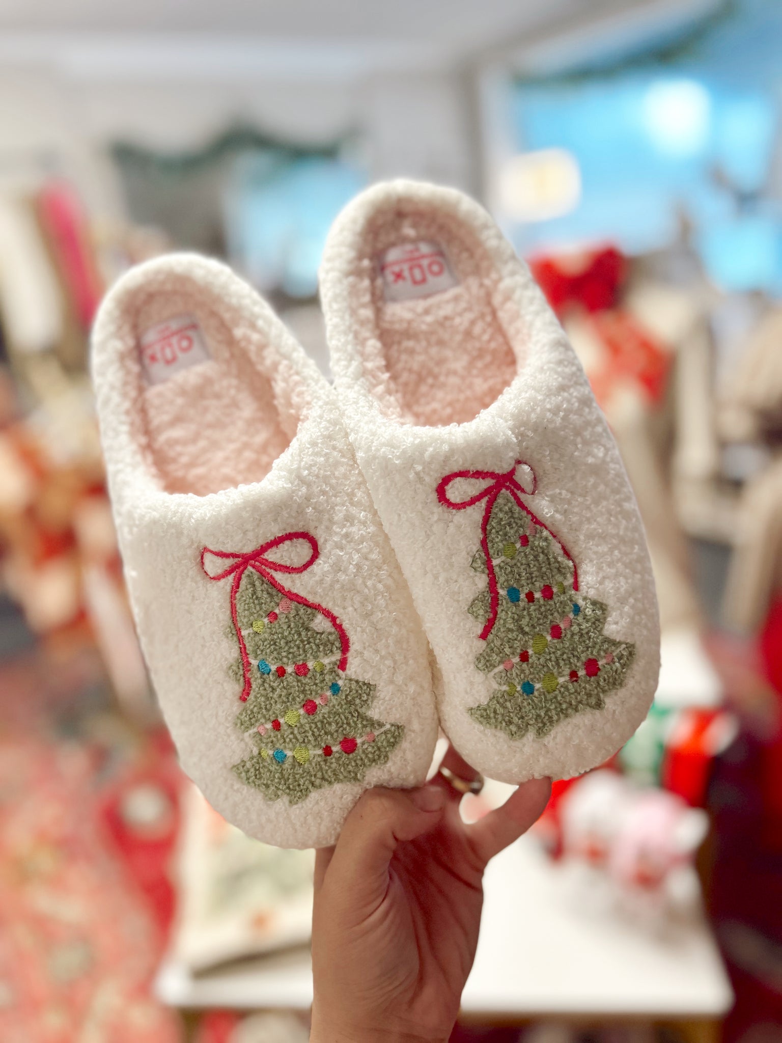 Bow Christmas Tree Slippers