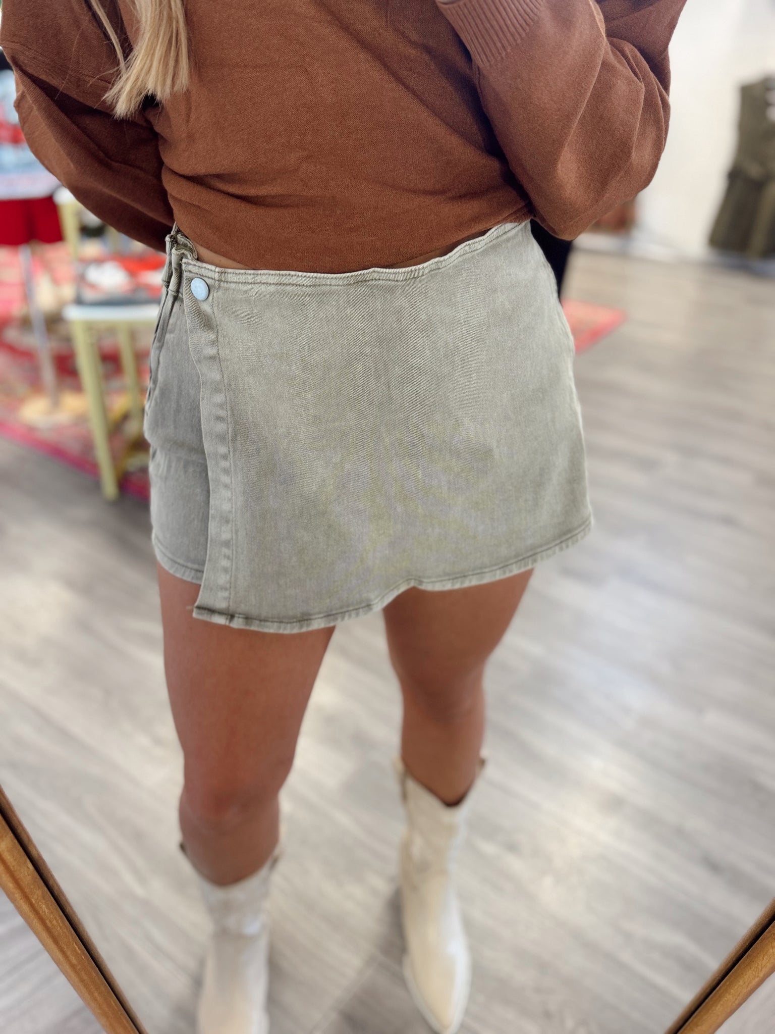 Fall Time Skort - Washed Olive