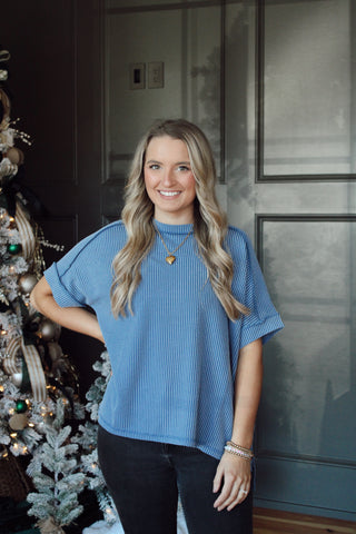 Everyday Ribbed Top - Blue