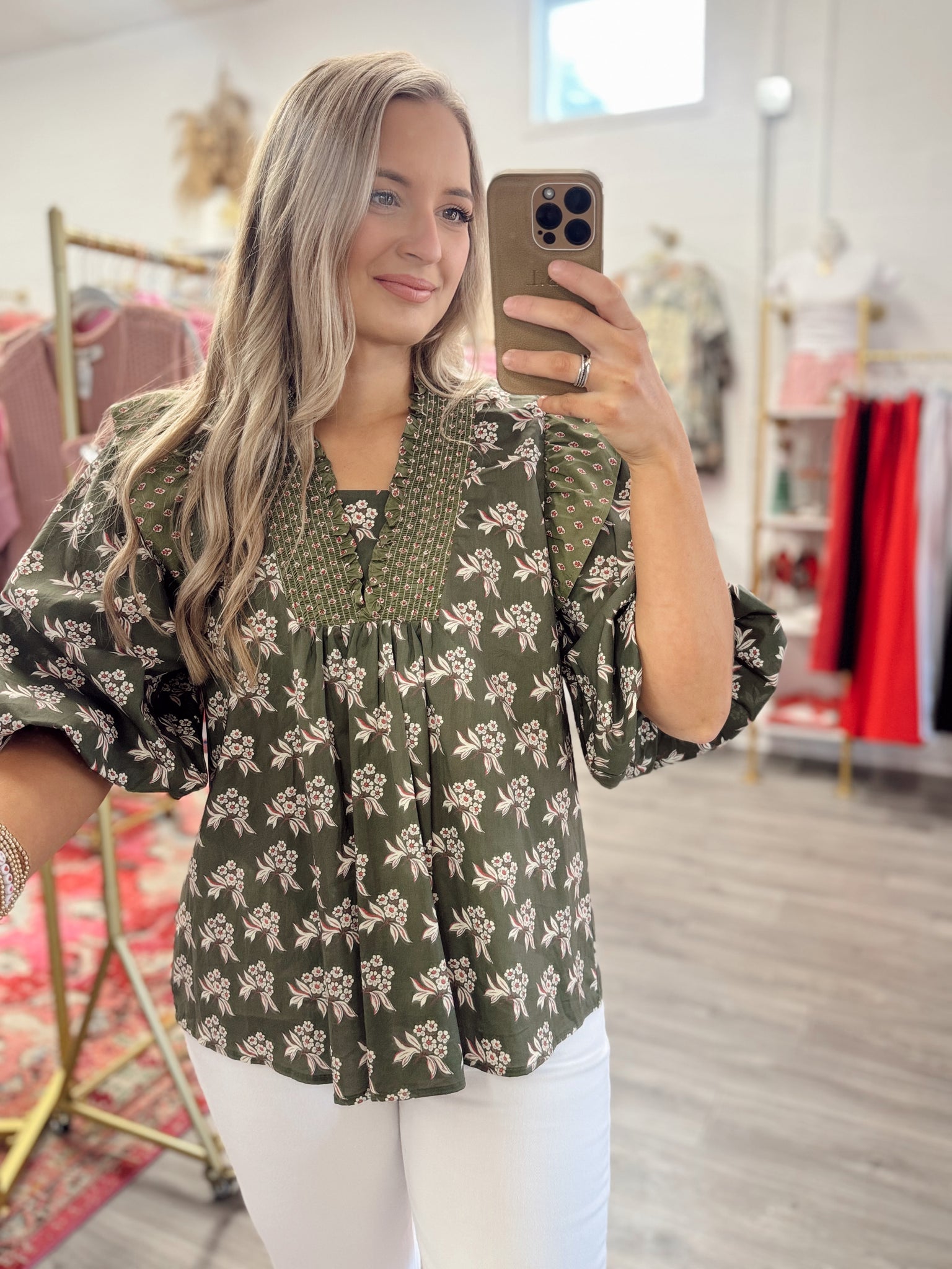 Fall Feeling Blouse - Green