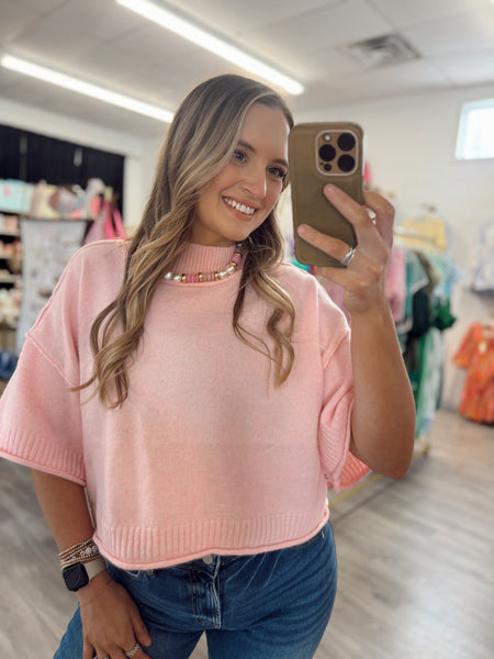 Marley Mock Neck Sweater - Pink
