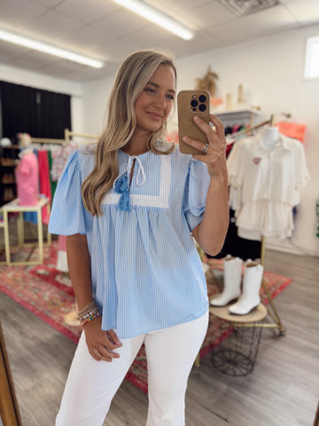 Striped Blouse - Blue